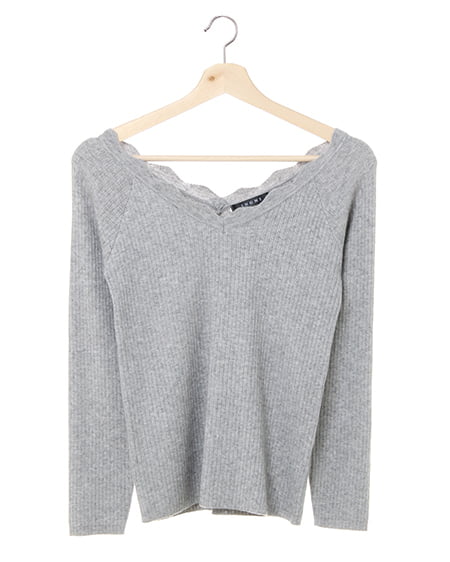 【秋の新作】リブスカラップ／Vネックニット