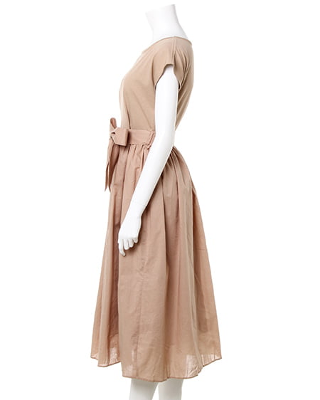 INGNI(イング) コットンギャザードッキング/ワンピース ベージュ