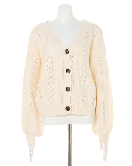 INGNI(イング) アラン柄透かし/ショートカーディガン オフホワイト