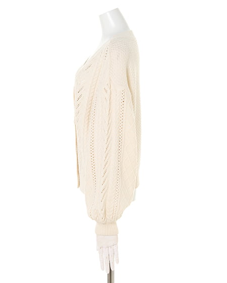 INGNI(イング) アラン柄透かし/ショートカーディガン オフホワイト