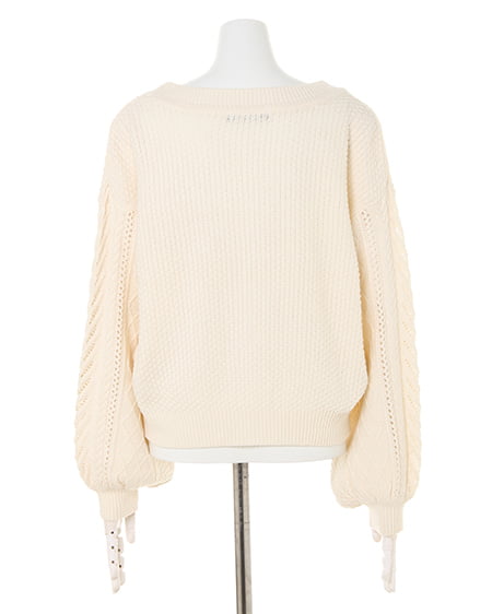 INGNI(イング) アラン柄透かし/ショートカーディガン オフホワイト