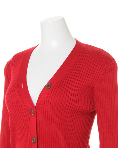 INGNI(イング) リブVネックカーディガン アカ