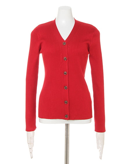 INGNI(イング) リブVネックカーディガン アカ