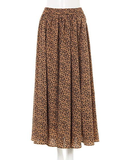 INGNI(イング) レオパード柄ギャザースカート ベージュ