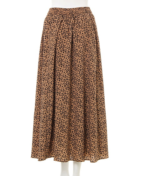 INGNI(イング) レオパード柄ギャザースカート ベージュ