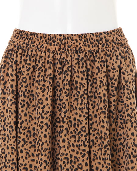 INGNI(イング) レオパード柄ギャザースカート ベージュ