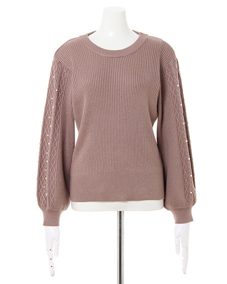 INGNI(イング) 袖パールケーブルニット モカ