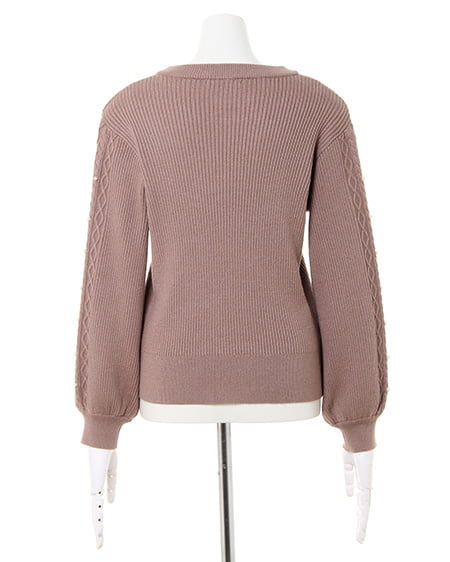 INGNI(イング) 袖パールケーブルニット モカ