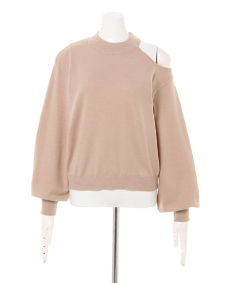 INGNI(イング) アシメボリューム長袖ニット ベージュ