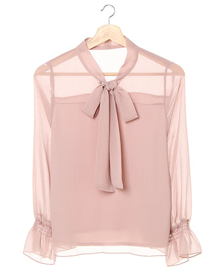 ボウタイ楊柳シアー/ブラウス