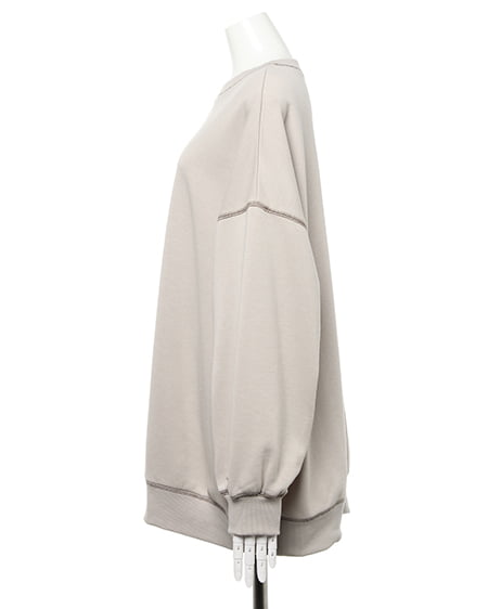 INGNI(イング) 配色ステッチオーバーサイズ/スウェットトップス グレージュ