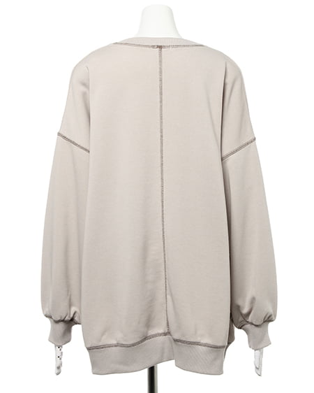 INGNI(イング) 配色ステッチオーバーサイズ/スウェットトップス グレージュ