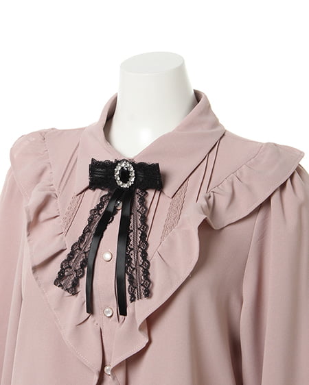 INGNI(イング) ブローチ付フリル/ブラウス ピンク