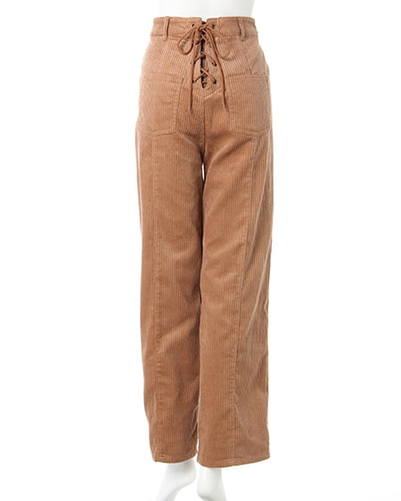 INGNI(イング) バックレースUPコーデュロイストレート/パンツ モカ