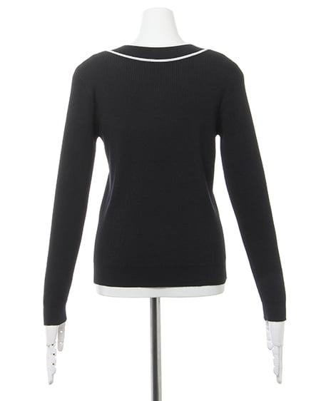 INGNI(イング) ボウタイパール付ニット クロ