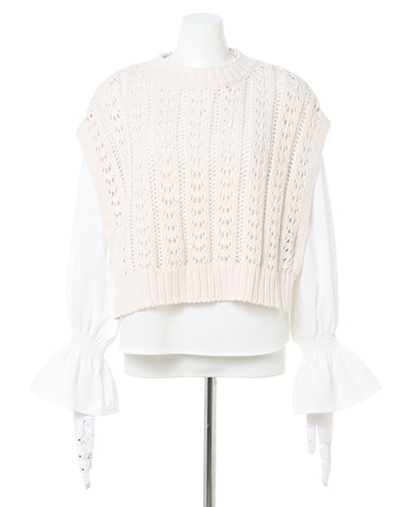 INGNI(イング) 【セットアップ】スカシベスト+ブラウスSET アイボリー