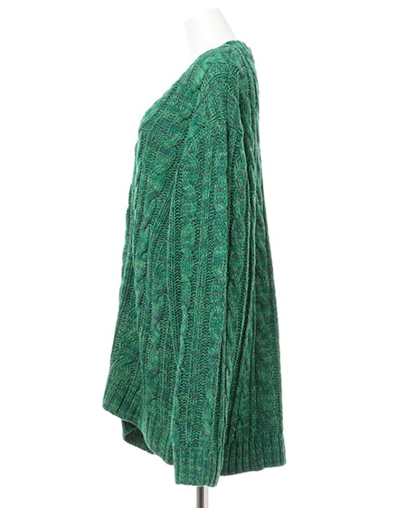 INGNI(イング) メランジケーブルVネックカーディガン グリーン