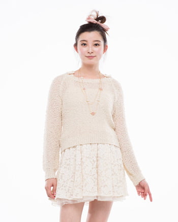 テープヤーンニット＆レースベアワンピースSET（ＯＵＴＬＥＴ）