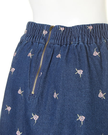 INGNI（イング） お花刺繍スカート ﾌﾞﾙｰ