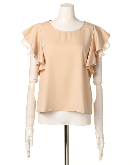 INGNI(イング) テロ生地ラッセルスリーブブラウス ベージュ