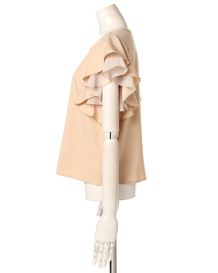 INGNI(イング) テロ生地ラッセルスリーブブラウス ベージュ