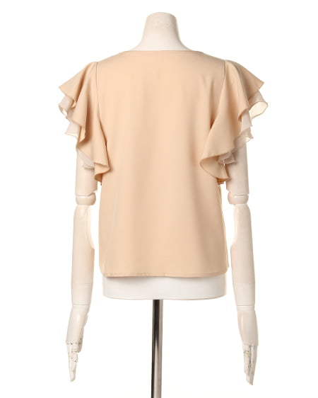 INGNI(イング) テロ生地ラッセルスリーブブラウス ベージュ