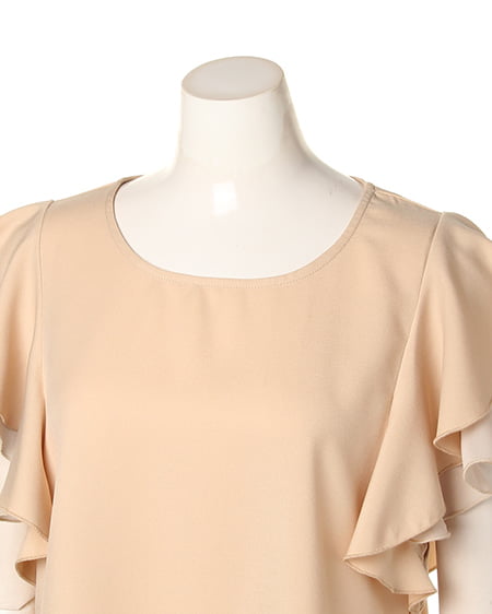 INGNI(イング) テロ生地ラッセルスリーブブラウス ベージュ