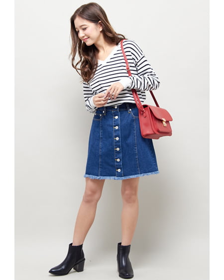 【3／5までの限定販売セット】Vネックニット＋台形スカート／SET