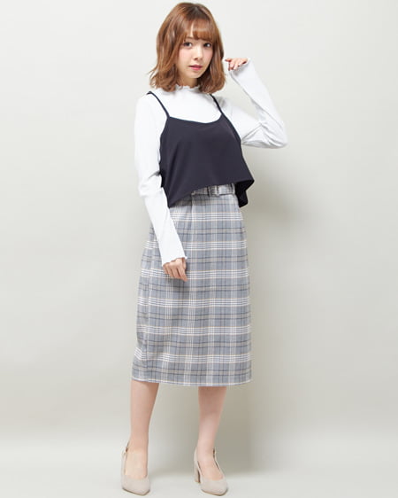 【3／5までの限定販売セット】キャミセット＋チェックナロースカート／SET