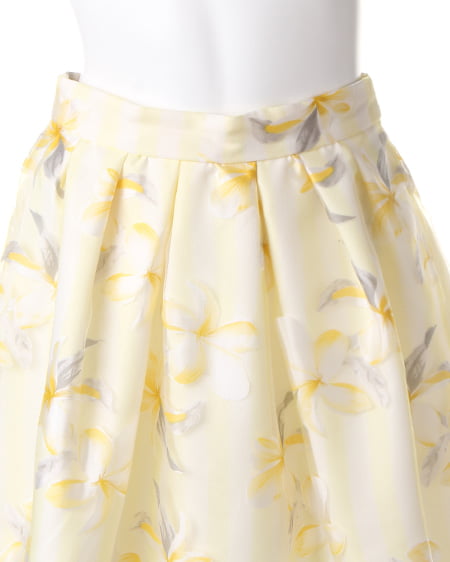 INGNI(イング) ストライプ花柄オーガンジー/スカート オフホワイト/イエロー