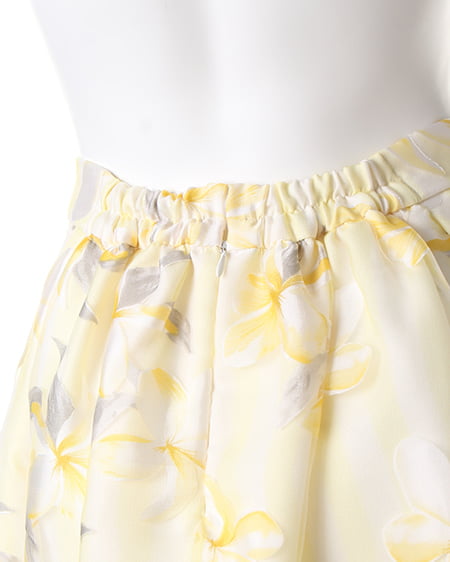 INGNI(イング) ストライプ花柄オーガンジー/スカート オフホワイト/イエロー