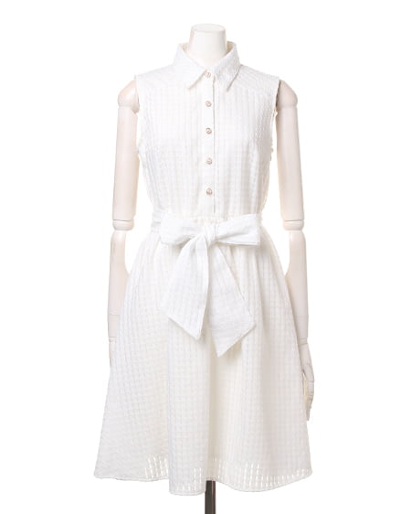 INGNI(イング) シアーチェックノースリシャツ/ワンピース オフホワイト