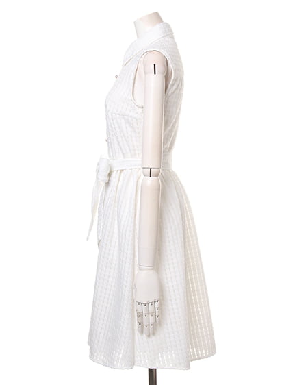 INGNI(イング) シアーチェックノースリシャツ/ワンピース オフホワイト