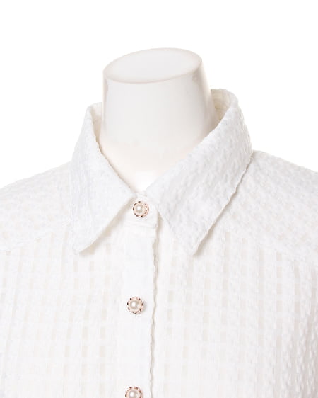 INGNI(イング) シアーチェックノースリシャツ/ワンピース オフホワイト