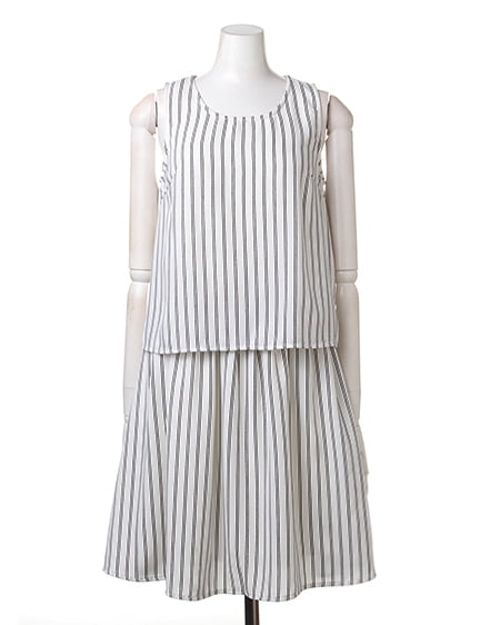 INGNI(イング) F&Fノースリ/ワンピース オフホワイト/ストライプ