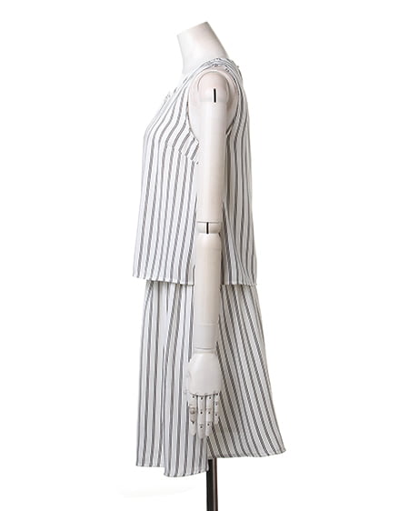 INGNI(イング) F&Fノースリ/ワンピース オフホワイト/ストライプ