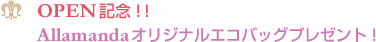 OPEN記念！！ Allamandaオリジナルエコバッグプレゼント！
