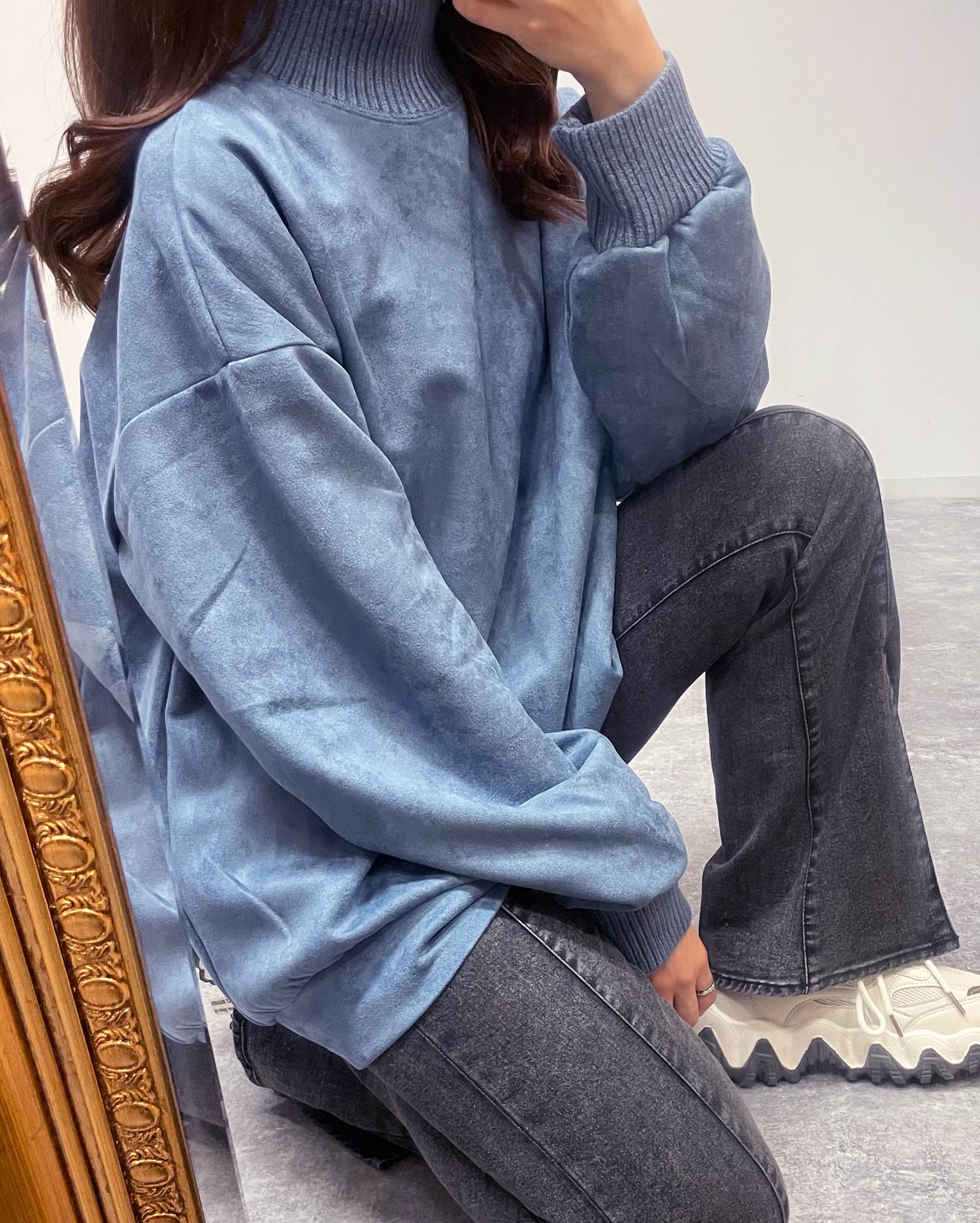 ニットリブ付スウェードポンチトップス｜INGNI(イング) 公式通販