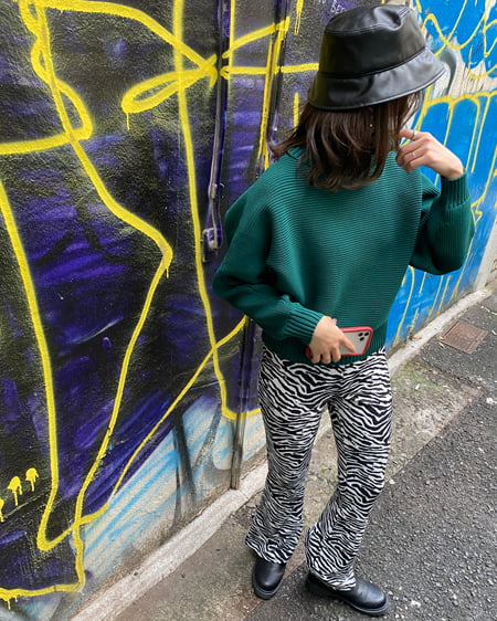 INGNI（イング） カットリブフレアパンツ ｾﾞﾌﾞﾗ