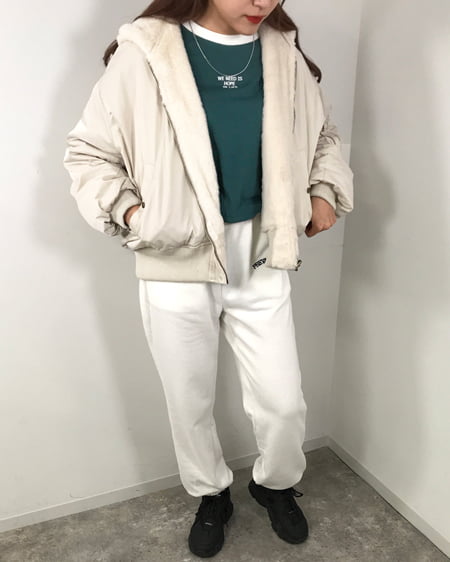 INGNI（イング） クロップド丈リンガー長袖Tシャツ ｸﾞﾘｰﾝ/ｵﾌﾎﾜｲﾄ