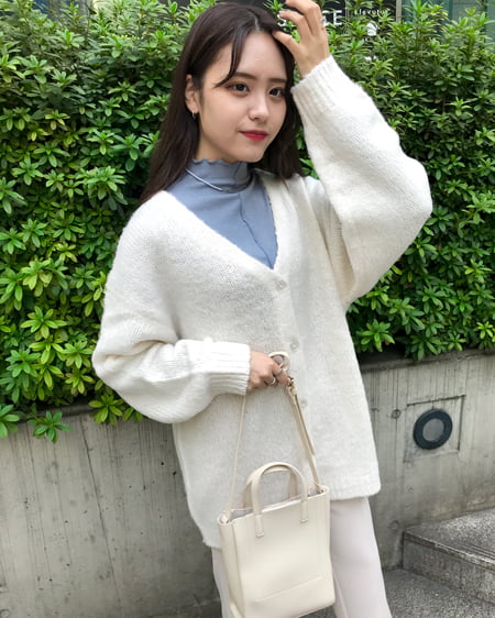 INGNI（イング） モヘアタッチVネックカーディガン ｱｲﾎﾞﾘｰ