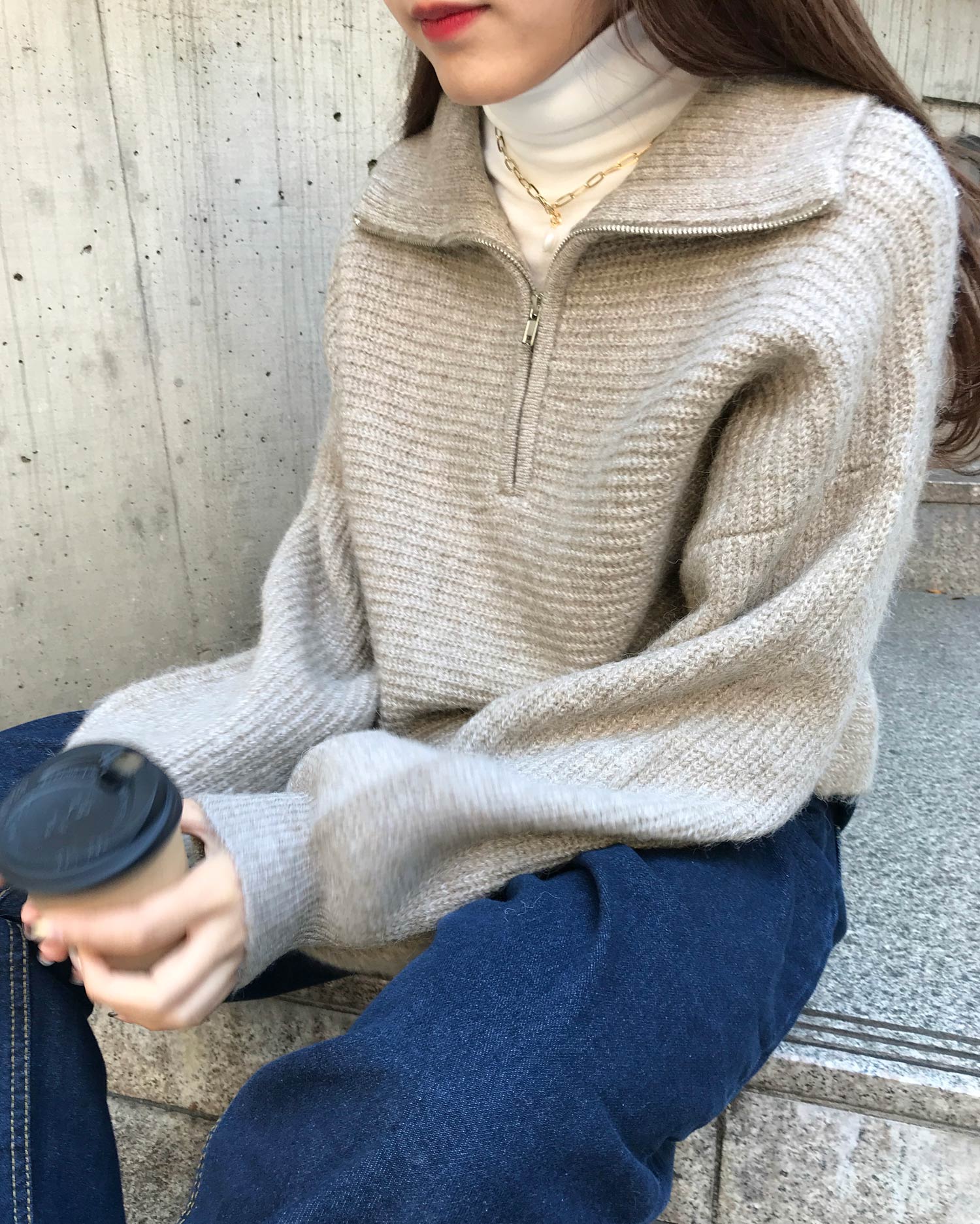 ハーフZIP片畦ショート丈ニット｜INGNI(イング) 公式通販｜INGNI STORE