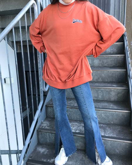 INGNI（イング） Backサークルロゴスウェットチュニックトップス ｵﾚﾝｼﾞ