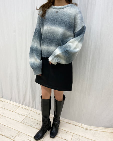 INGNI（イング） グラデーションクルーネックニット ｸﾞﾚｰ