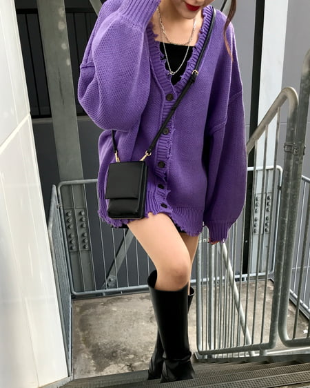 2WAYブロークンカーディガン＋フェイクレザーパンツ／SET｜INGNI