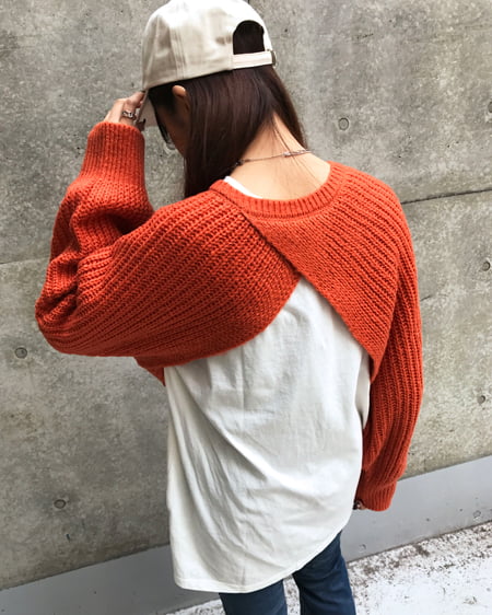 INGNI（イング） 2WAYショート丈クロスニット ｵﾚﾝｼﾞ