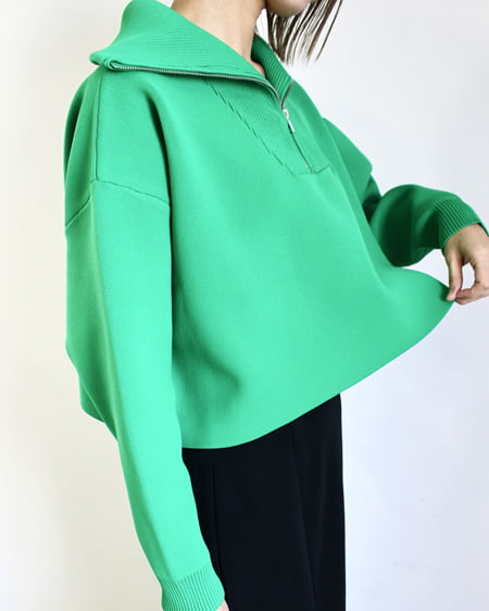 INGNI(イング) ハーフZIPショート丈プルオーバー グリーン