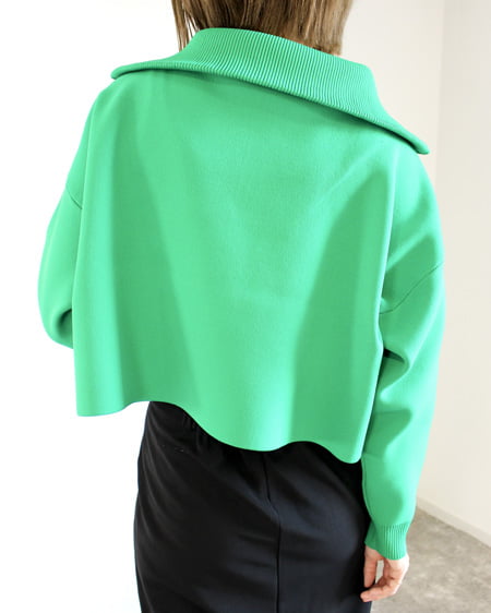 INGNI(イング) ハーフZIPショート丈プルオーバー グリーン
