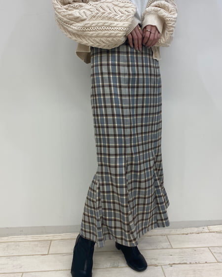 INGNI（イング） チェック柄マーメイドスカート ｸﾞﾚｰ