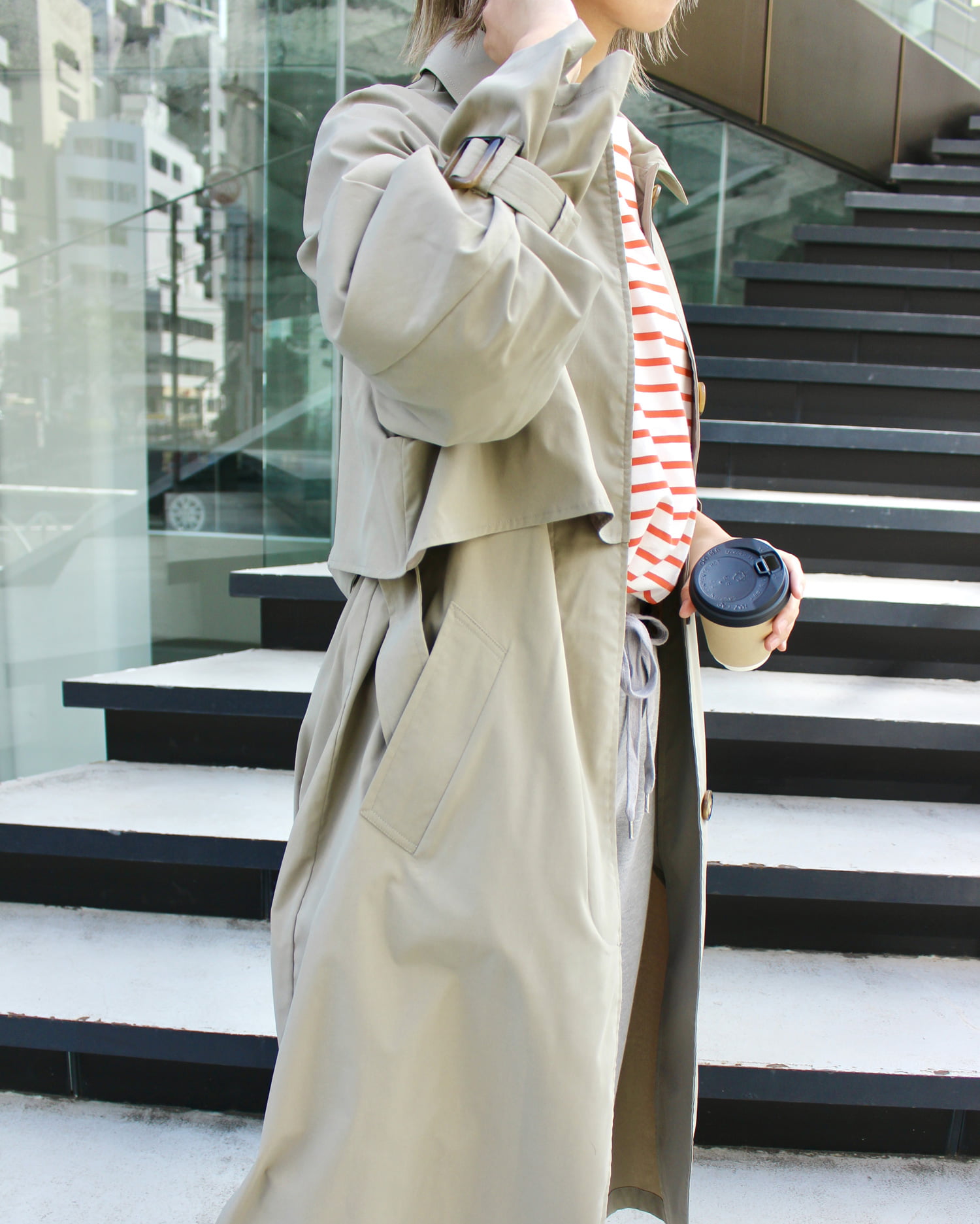 YAECA　リネン100% Aラインロングコート コーディガン アイボリー YAECA リネン100% Aラインロングコート コーディガン アイボリー